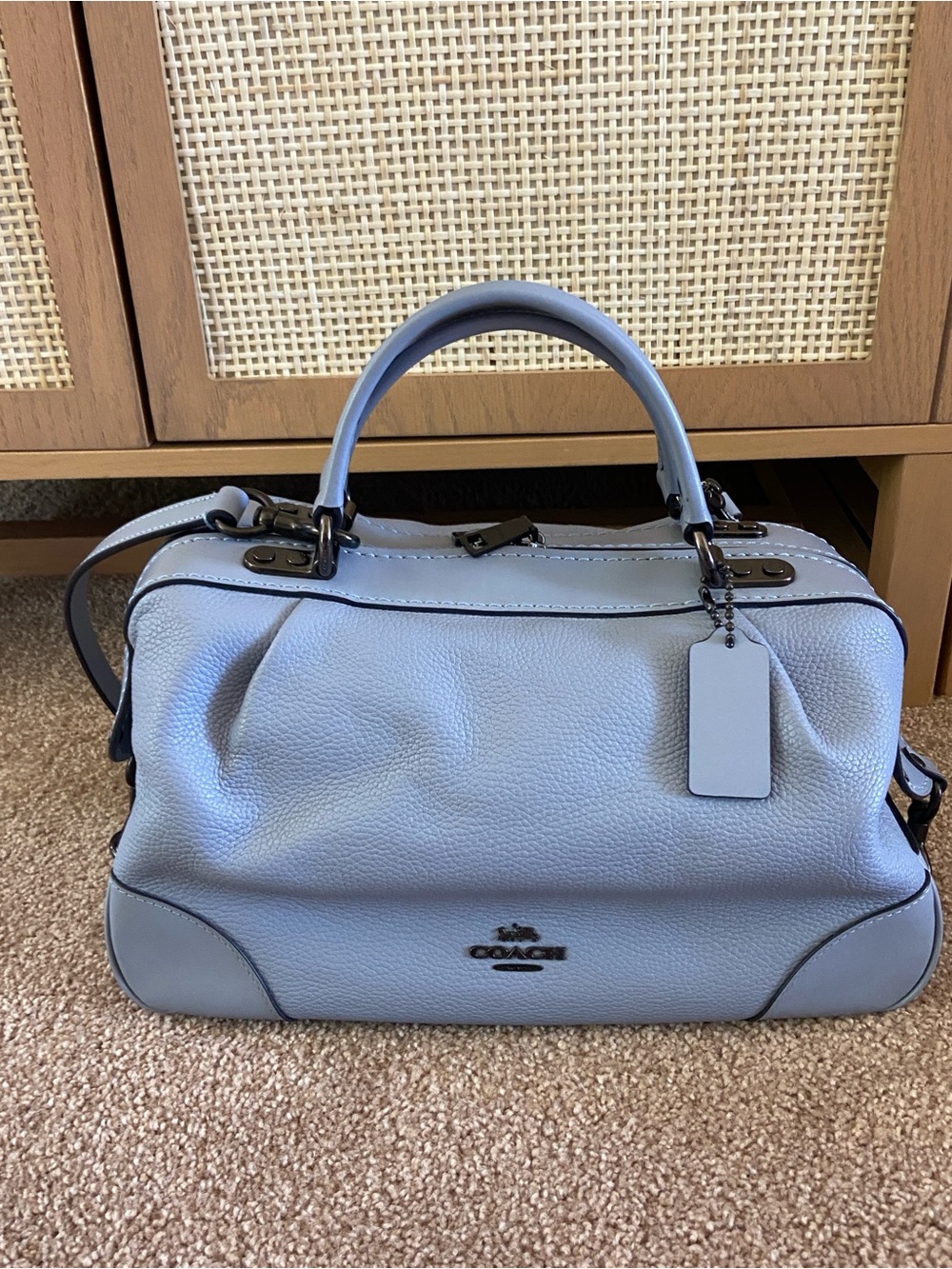 COACH NY LANE 69621 MIST BLUE LEATHER SATCHEL SHOULDER BAG